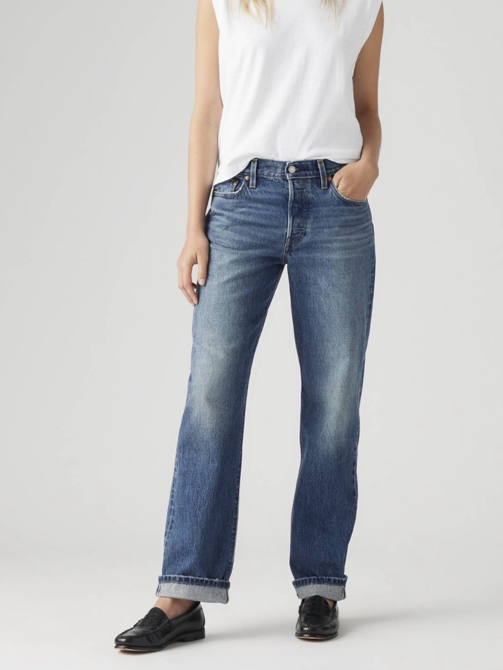Levis 501 90’s Selvedge Denim Jeans Get on Board Medium Wash Size 30x30 NWT